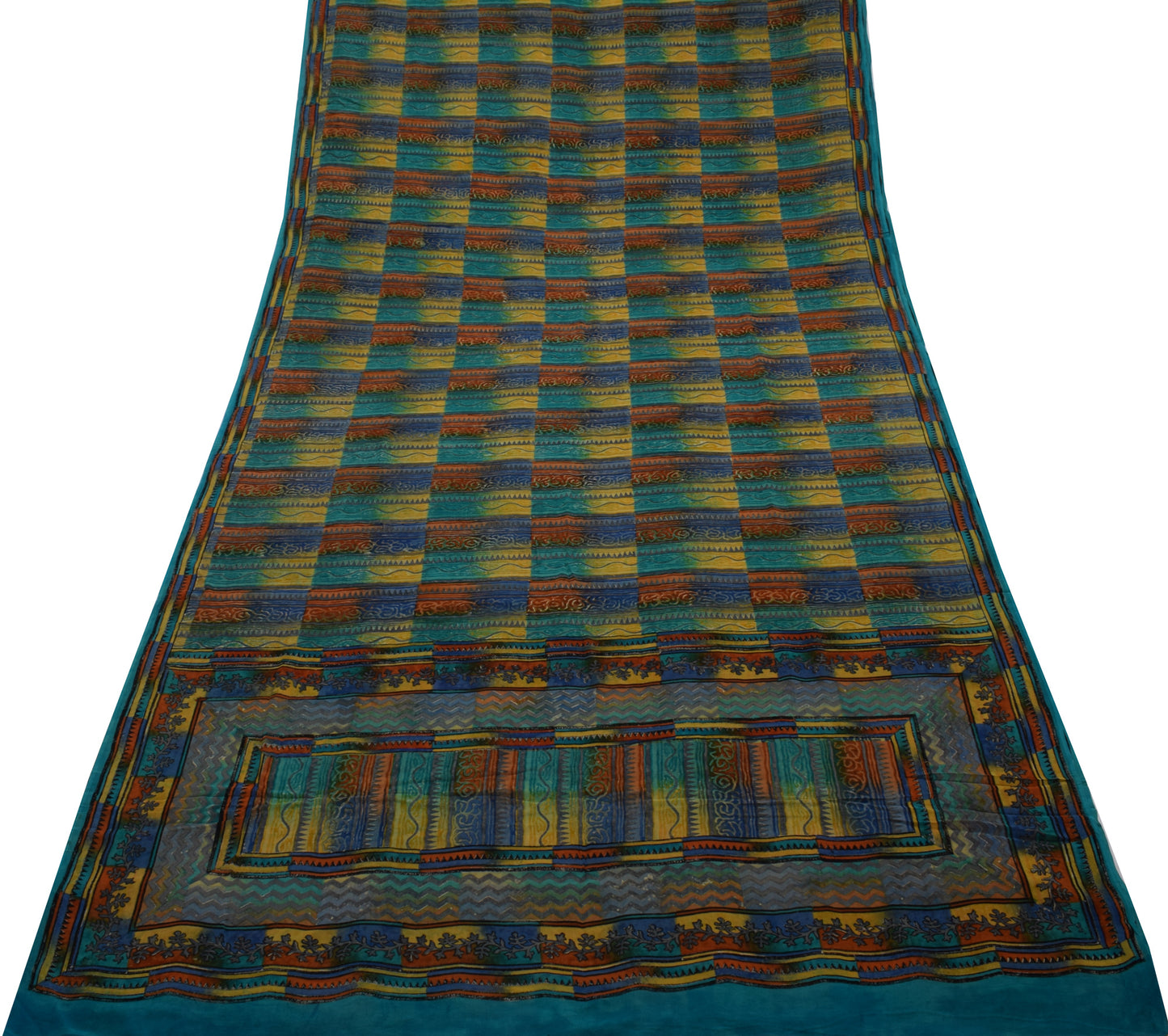 Sushila Vintage Indian Saree Pure Georgette Silk Printed 5 YD  Craft Fabric