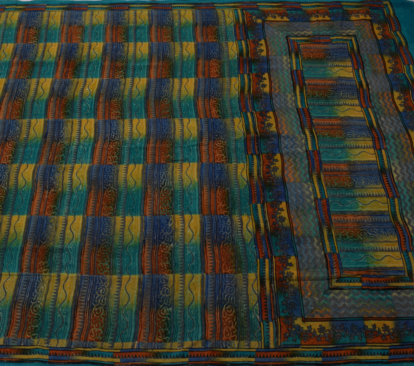 Sushila Vintage Indian Saree Pure Georgette Silk Printed 5 YD  Craft Fabric