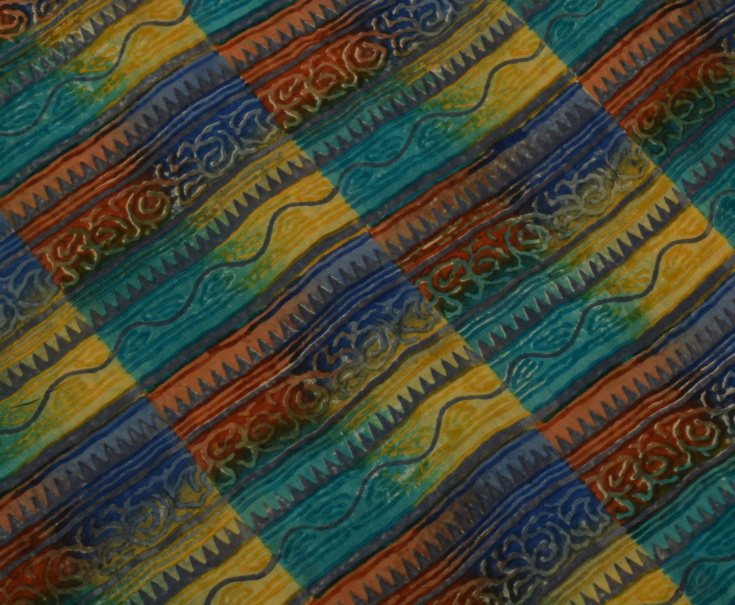 Sushila Vintage Indian Saree Pure Georgette Silk Printed 5 YD  Craft Fabric