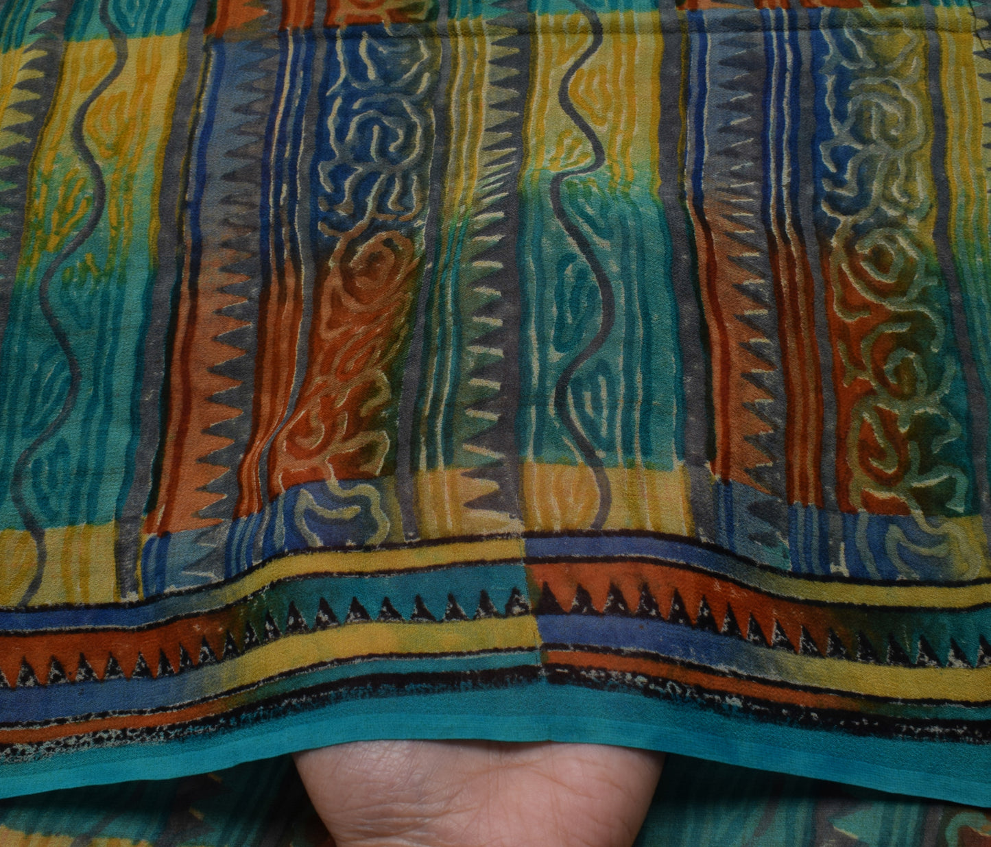 Sushila Vintage Indian Saree Pure Georgette Silk Printed 5 YD  Craft Fabric