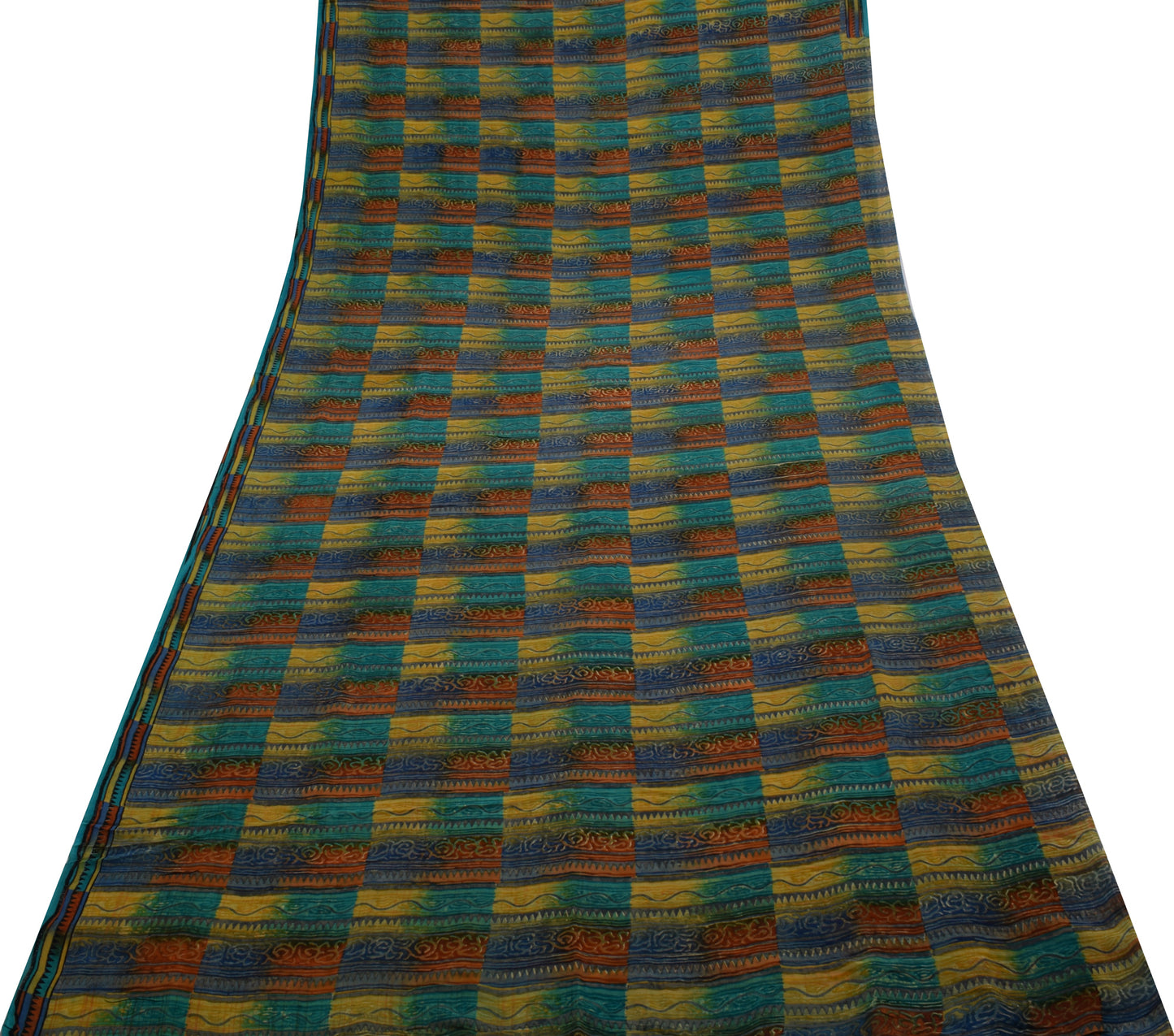 Sushila Vintage Indian Saree Pure Georgette Silk Printed 5 YD  Craft Fabric