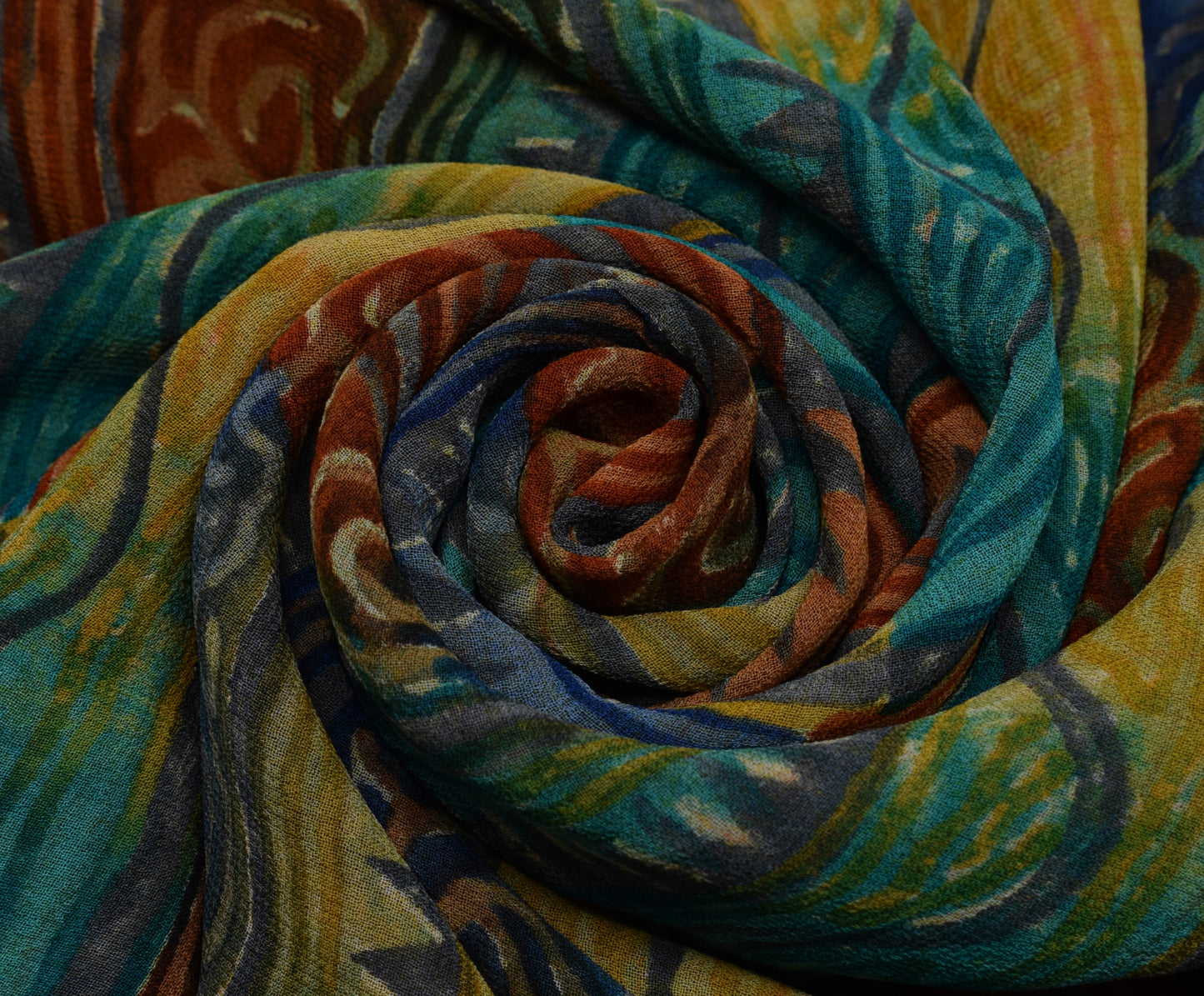 Sushila Vintage Indian Saree Pure Georgette Silk Printed 5 YD  Craft Fabric