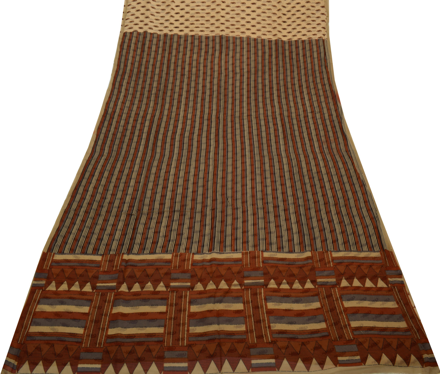 Sushila Vintage Indian Saree Pure Georgette Silk Printed 5 Yard Craft Fabric