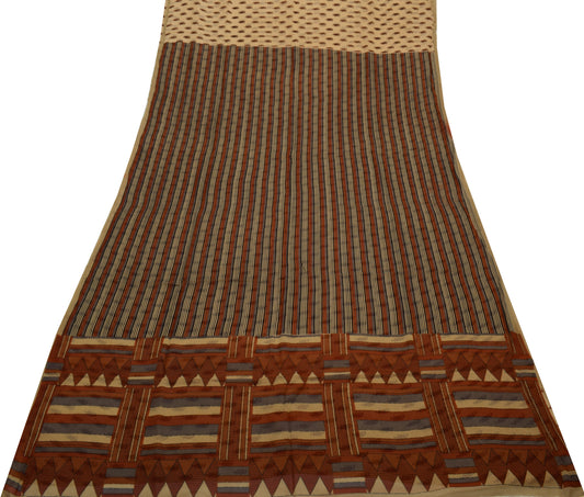 Sushila Vintage Indian Saree Pure Georgette Silk Printed 5 Yard Craft Fabric