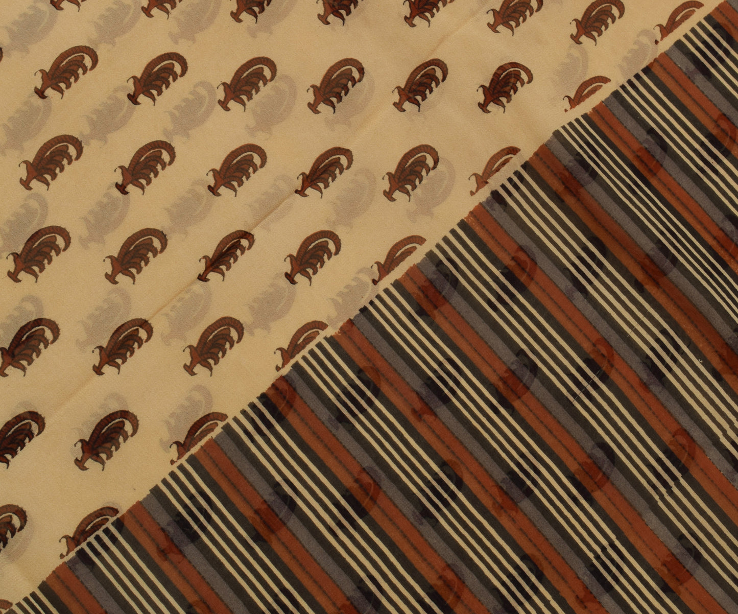 Sushila Vintage Indian Saree Pure Georgette Silk Printed 5 Yard Craft Fabric