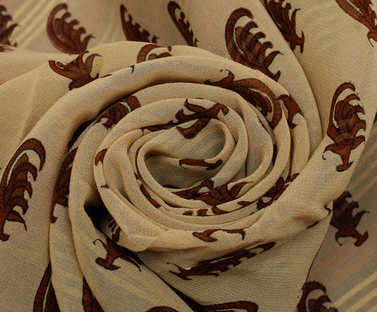Sushila Vintage Indian Saree Pure Georgette Silk Printed 5 Yard Craft Fabric