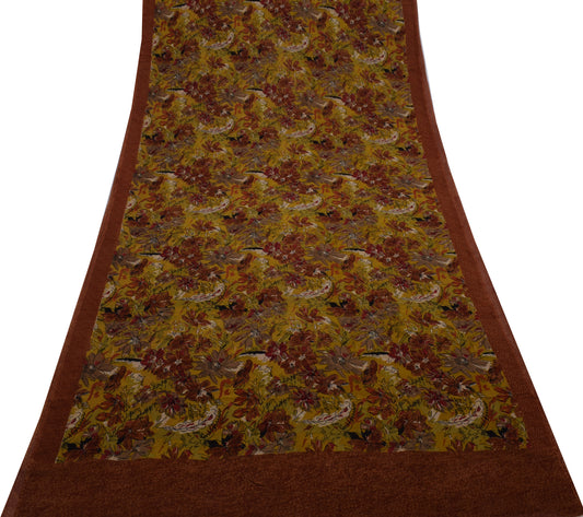 Sushila Vintage Green Saree 100% Pure Georgette Silk Printed Floral Craft Fabric