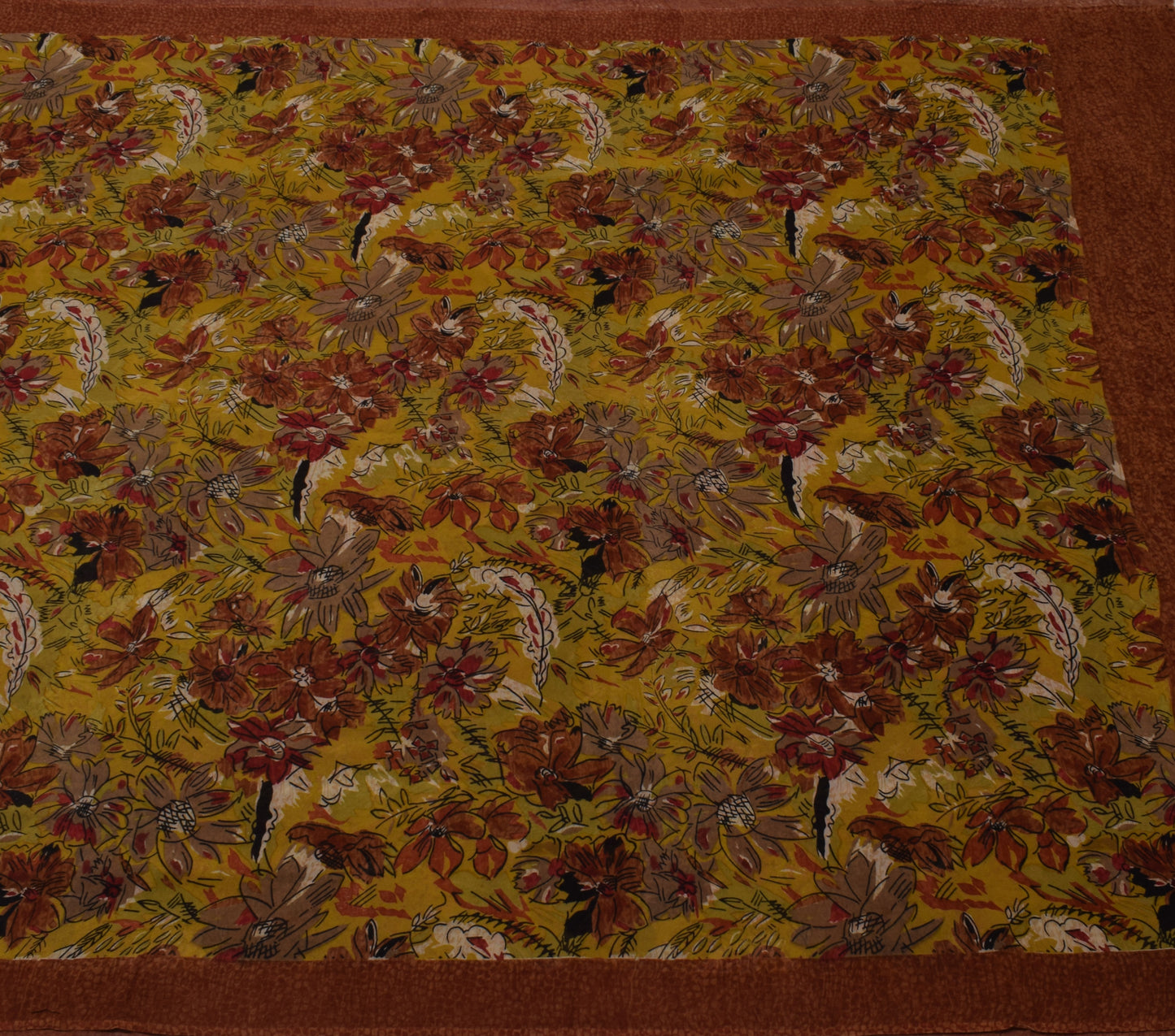 Sushila Vintage Green Saree 100% Pure Georgette Silk Printed Floral Craft Fabric