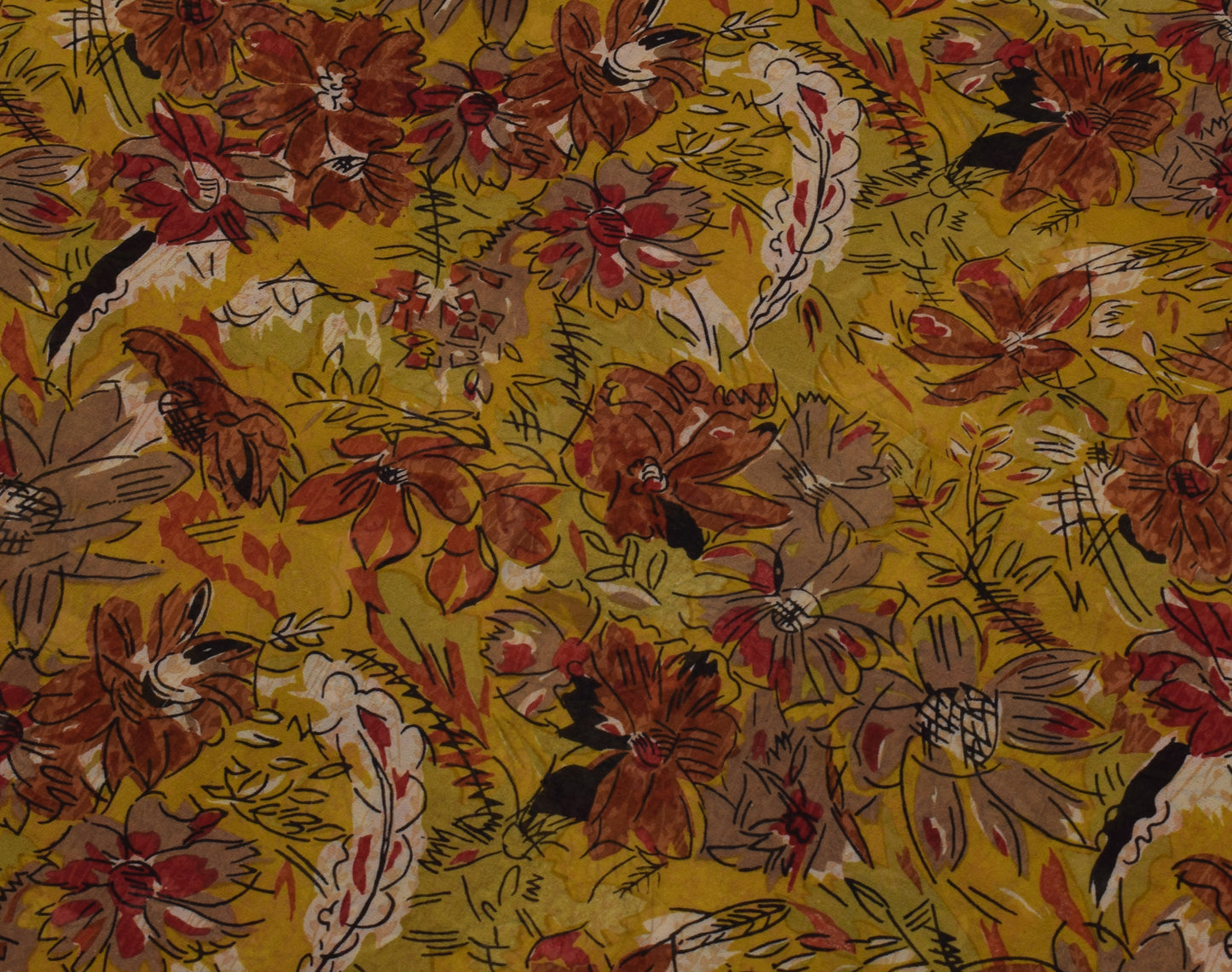 Sushila Vintage Green Saree 100% Pure Georgette Silk Printed Floral Craft Fabric