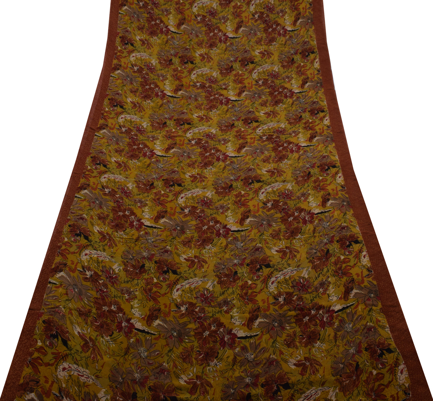 Sushila Vintage Green Saree 100% Pure Georgette Silk Printed Floral Craft Fabric