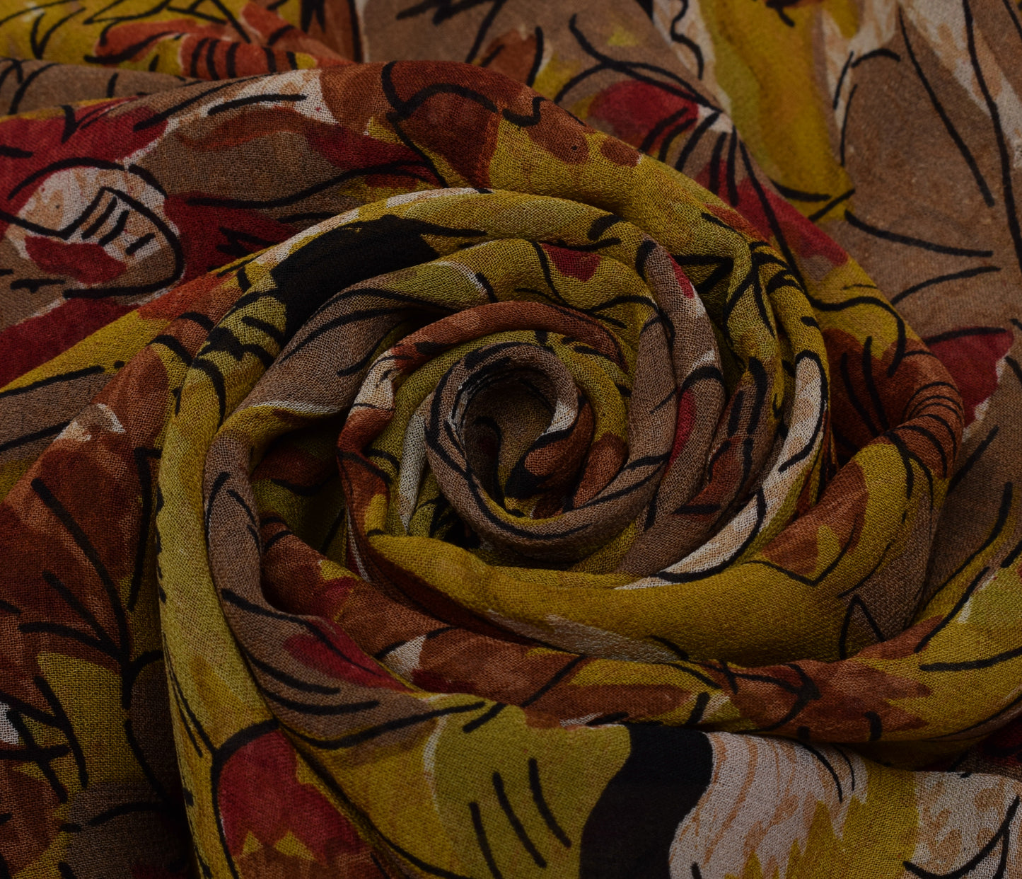 Sushila Vintage Green Saree 100% Pure Georgette Silk Printed Floral Craft Fabric