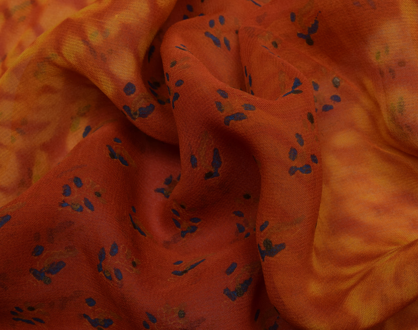 Sushila Vintage Indian Saree Pure Georgette Silk Printed 5 Yard Craft Fabric
