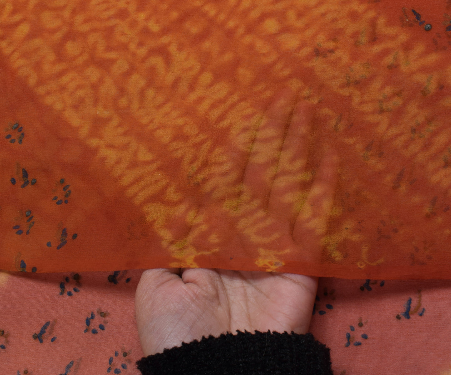 Sushila Vintage Indian Saree Pure Georgette Silk Printed 5 Yard Craft Fabric