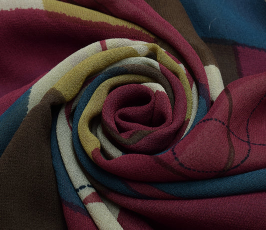 Sushila Vintage Branded Saree Pure Georgette Silk Printed 5 Yard Craft Fabric