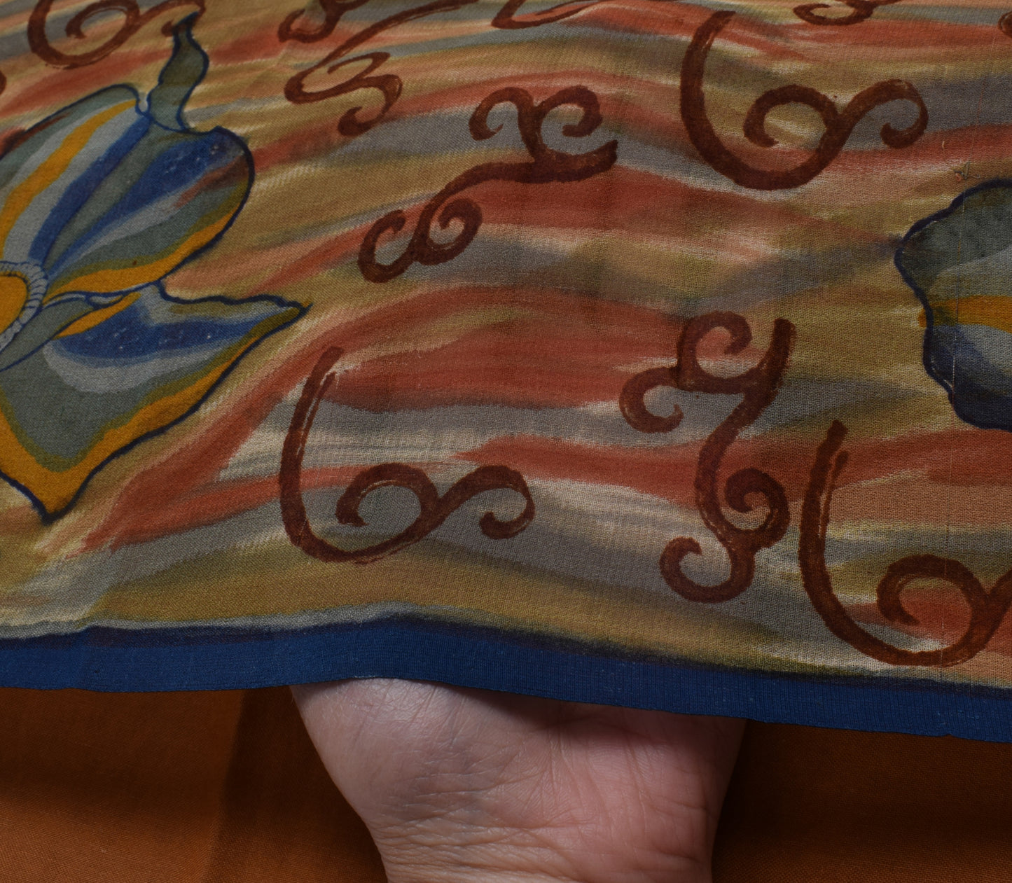 Sushila Vintage Brown Saree 100% Pure Georgette Silk Printed 5 Yard Craft Fabric