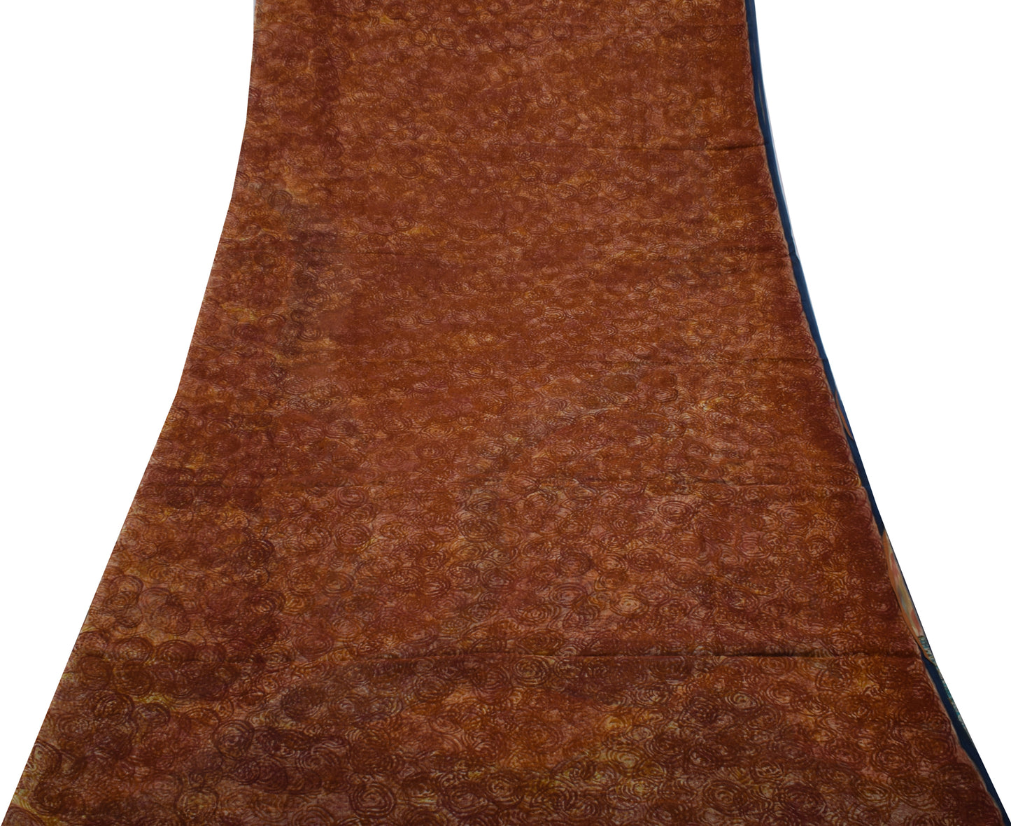 Sushila Vintage Brown Saree 100% Pure Georgette Silk Printed 5 Yard Craft Fabric