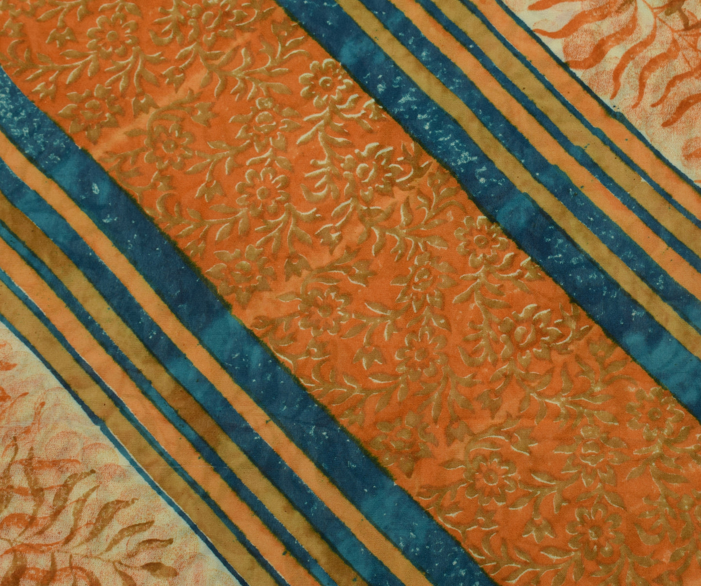 Sushila Vintage  Saree 100% Pure Georgette Silk hand Block Printed Craft Fabric