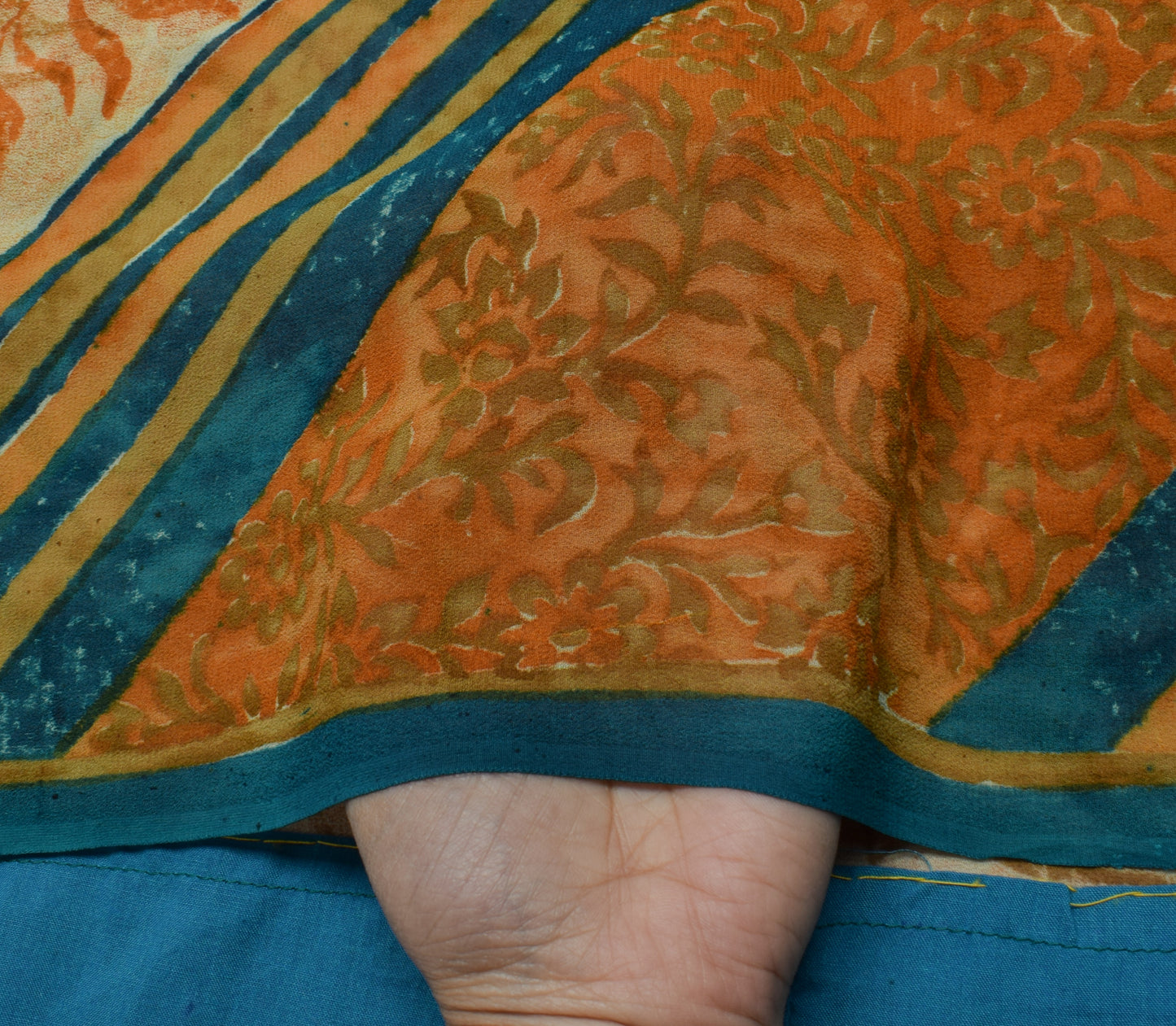 Sushila Vintage  Saree 100% Pure Georgette Silk hand Block Printed Craft Fabric