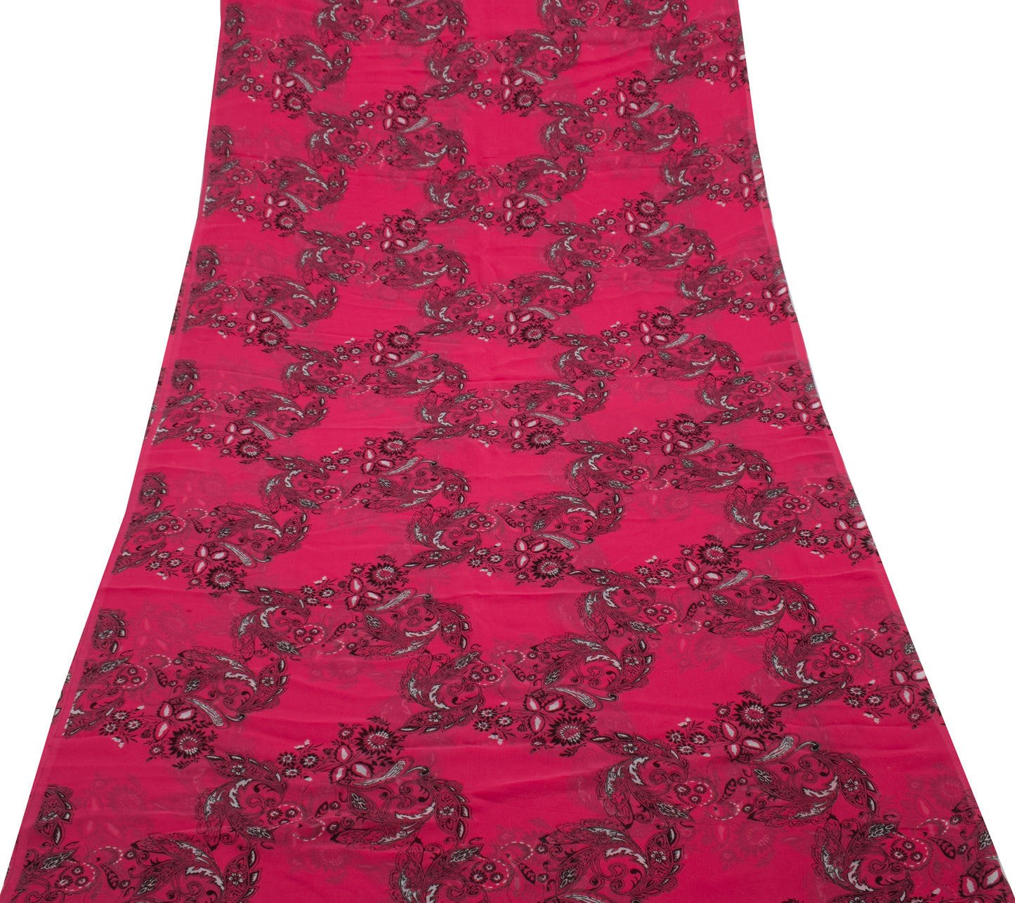 Sushila Vintage Pink Saree 100% Pure Georgette Silk Printed Floral Craft Fabric