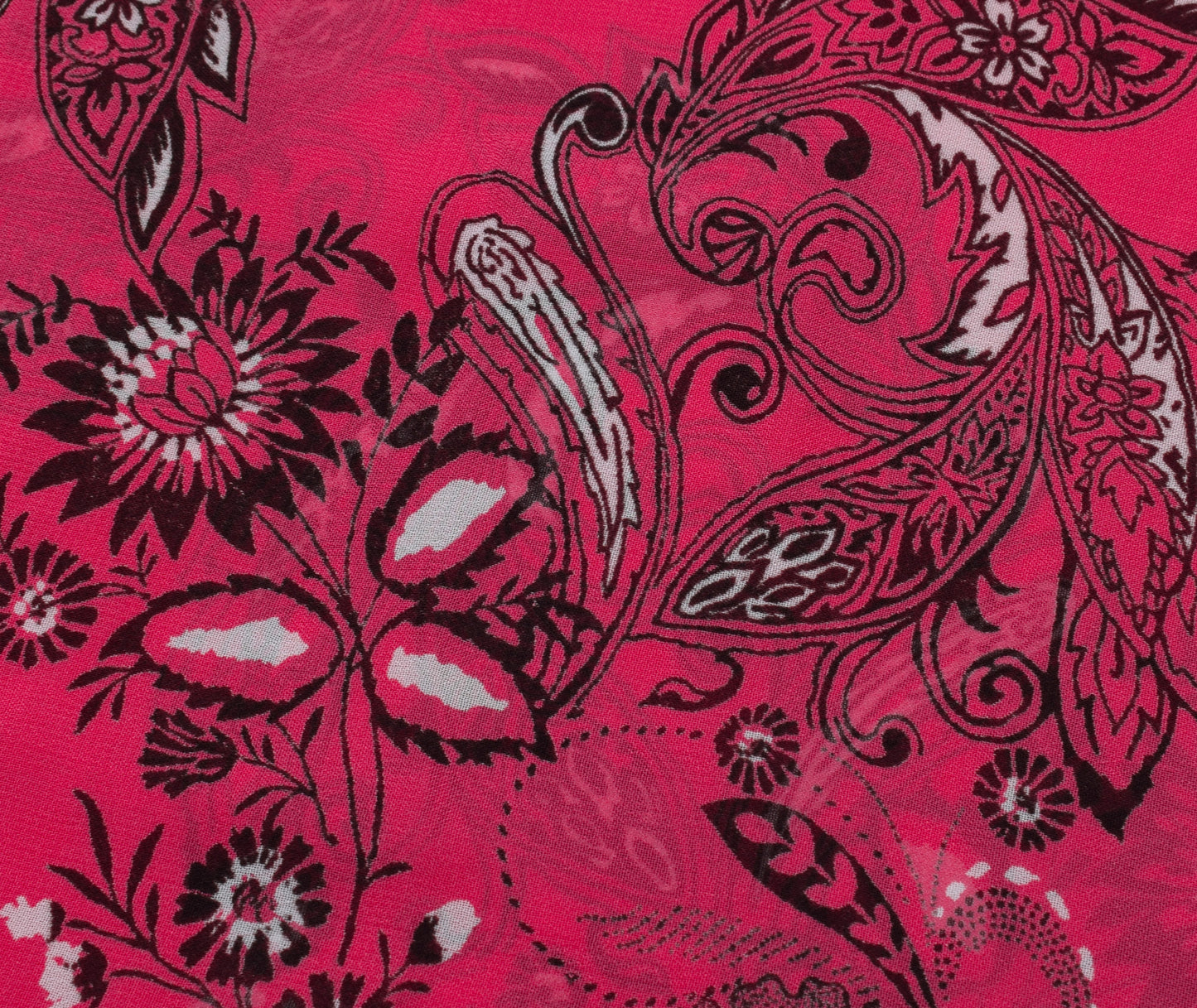 Sushila Vintage Pink Saree 100% Pure Georgette Silk Printed Floral Craft Fabric