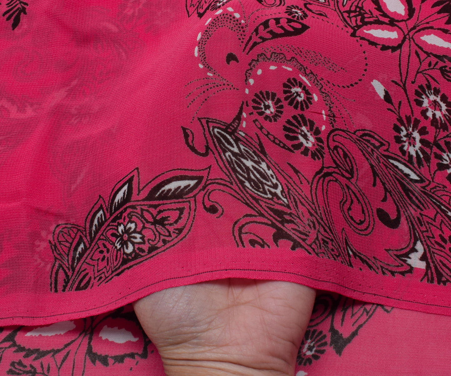 Sushila Vintage Pink Saree 100% Pure Georgette Silk Printed Floral Craft Fabric