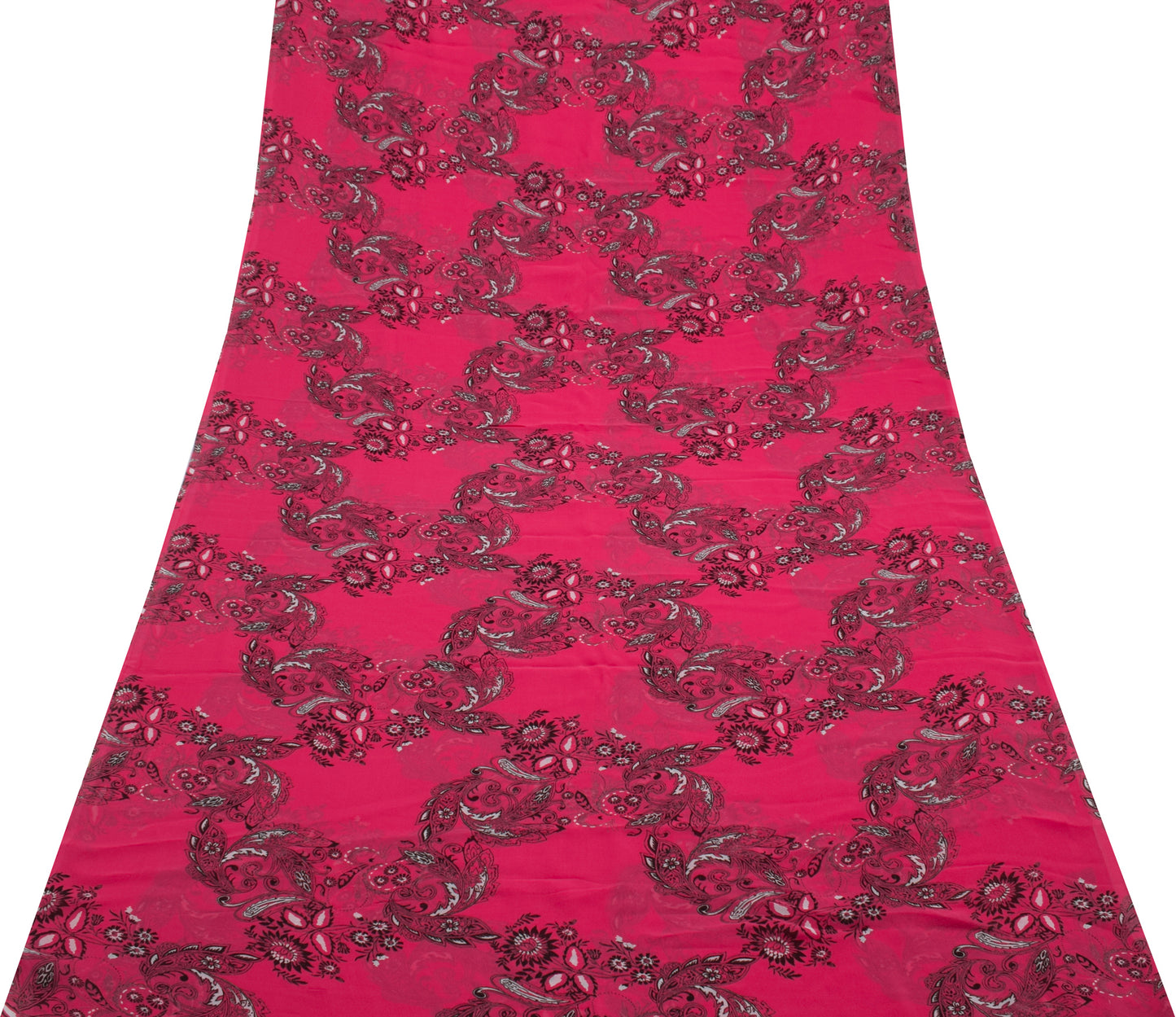 Sushila Vintage Pink Saree 100% Pure Georgette Silk Printed Floral Craft Fabric