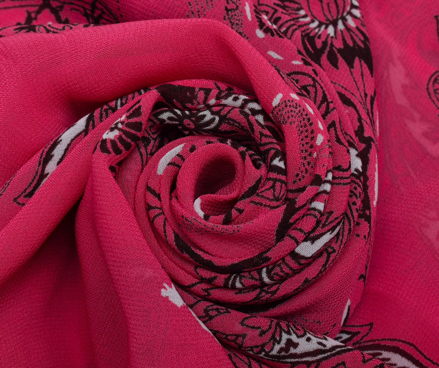 Sushila Vintage Pink Saree 100% Pure Georgette Silk Printed Floral Craft Fabric