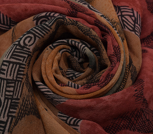 Sushila Vintage Multi-Color Saree 100% Pure Georgette Silk Printed Craft Fabric