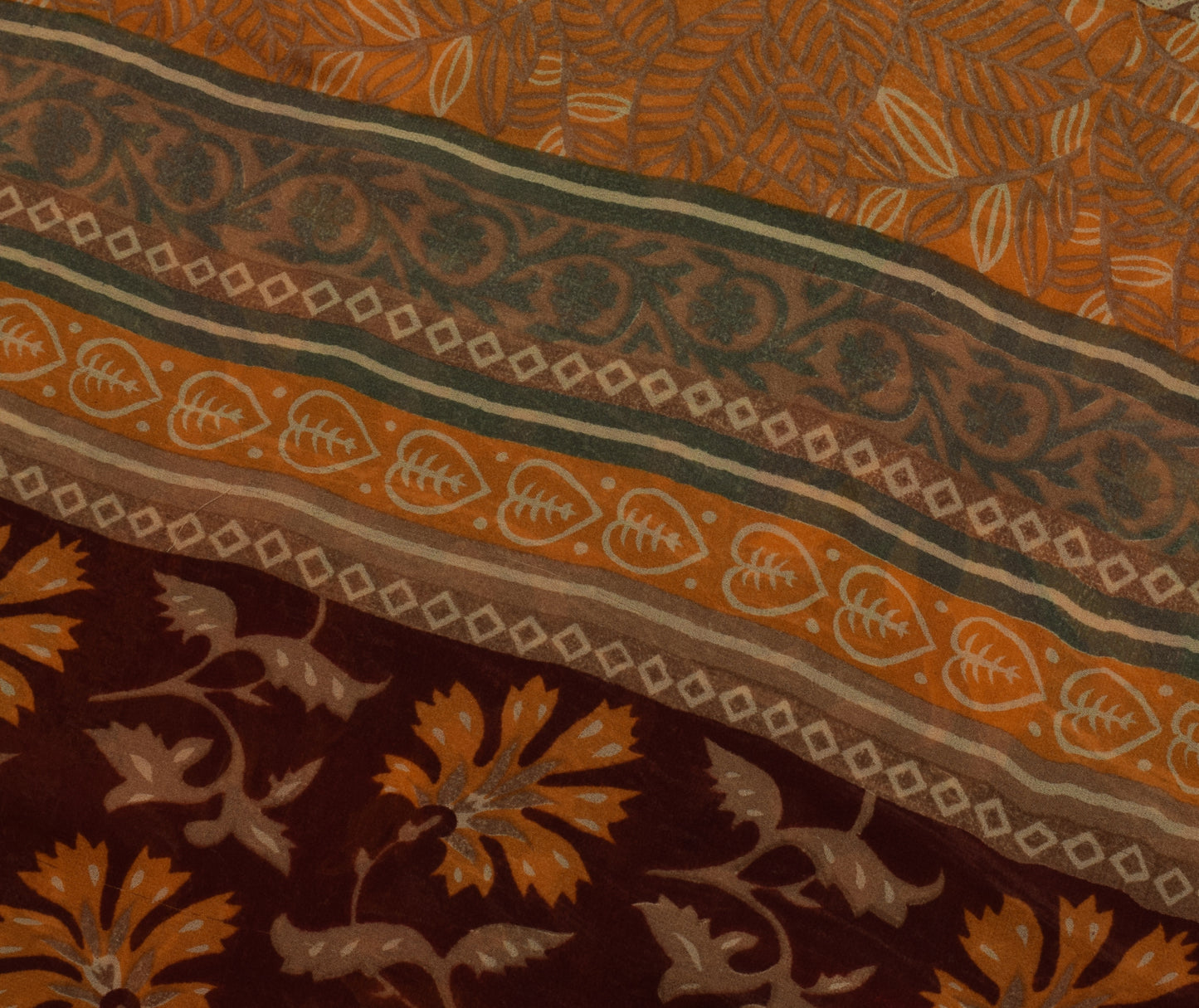 Sushila Vintage Saree 100% Pure Georgette Silk Printed Floral 5 YD Craft Fabric