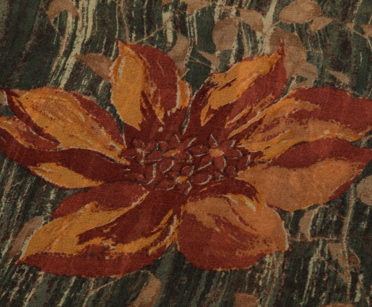 Sushila Vintage Saree 100% Pure Georgette Silk Printed Floral 5 YD Craft Fabric