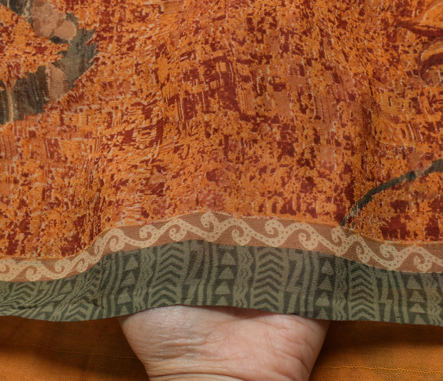 Sushila Vintage Saree 100% Pure Georgette Silk Printed Floral 5 YD Craft Fabric