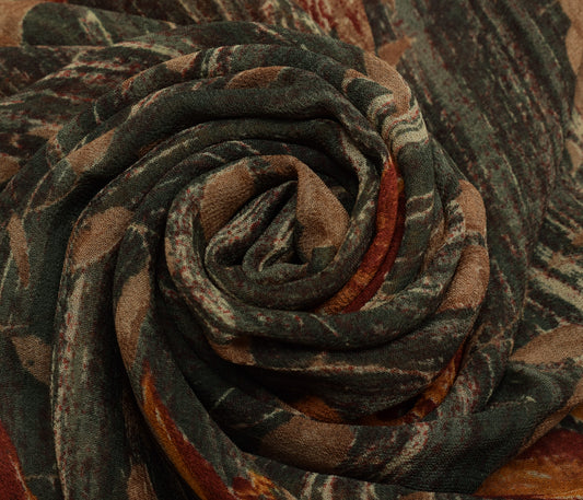 Sushila Vintage Saree 100% Pure Georgette Silk Printed Floral 5 YD Craft Fabric