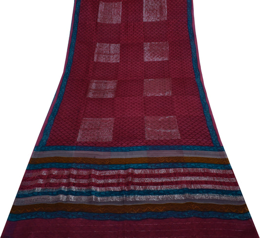 Sushila Vintage Indian Saree Pure Georgette Silk Printed Floral Craft Fabric