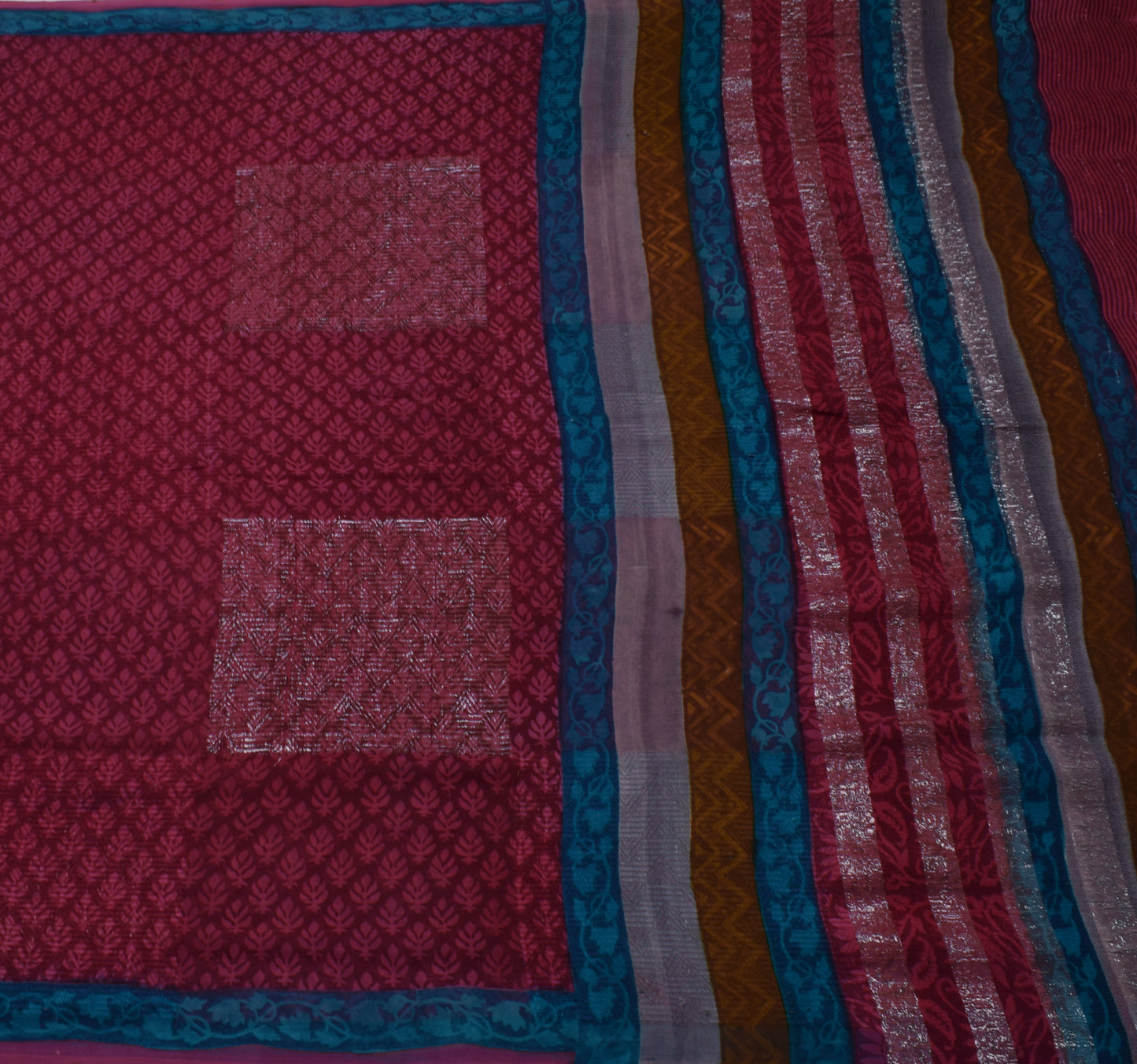 Sushila Vintage Indian Saree Pure Georgette Silk Printed Floral Craft Fabric
