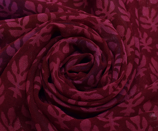 Sushila Vintage Indian Saree Pure Georgette Silk Printed Floral Craft Fabric