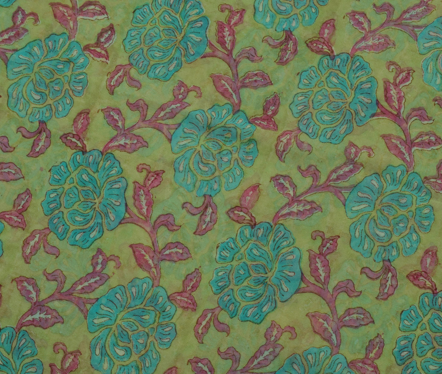 Sushila Vintage Green Saree 100% Pure Georgette Silk Printed Floral Craft Fabric