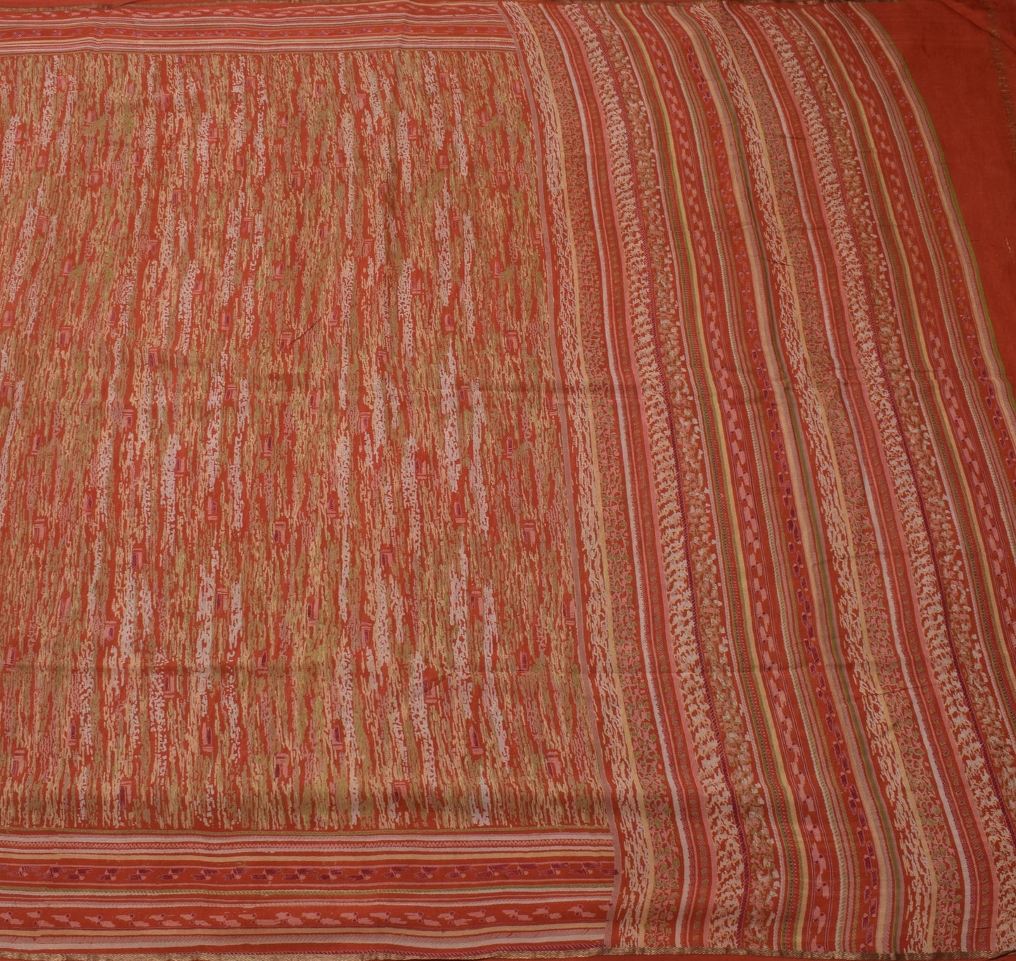 Sushila Vintage Indian Saree Pure Georgette Silk Printed 5 Yard Craft Fabric
