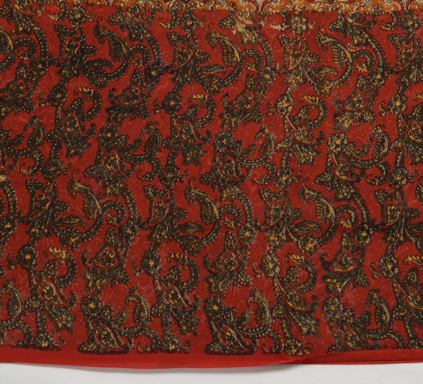 Sushila Vintage Brown Saree 100% Pure Georgette Silk Printed Floral Craft Fabric