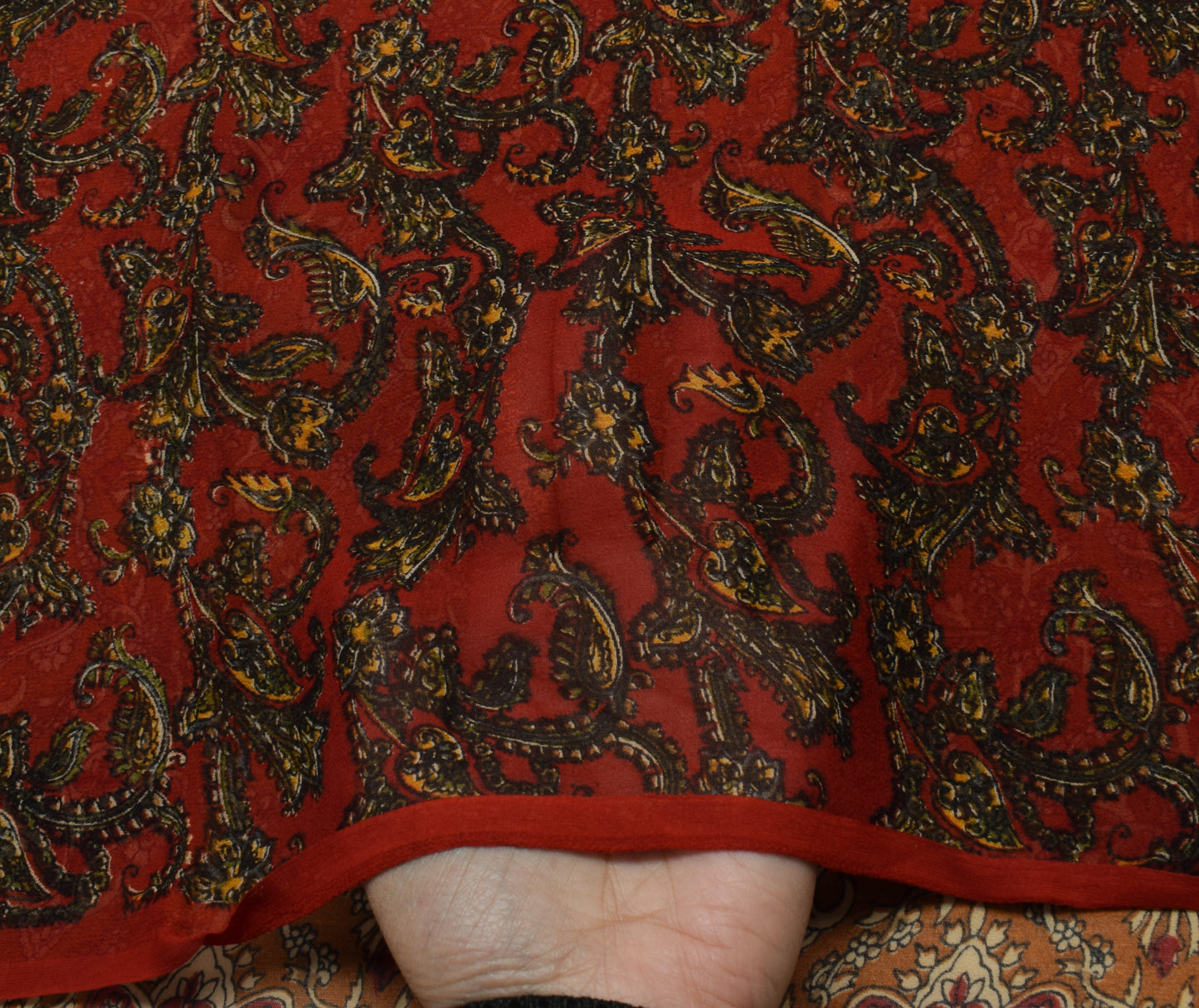 Sushila Vintage Brown Saree 100% Pure Georgette Silk Printed Floral Craft Fabric