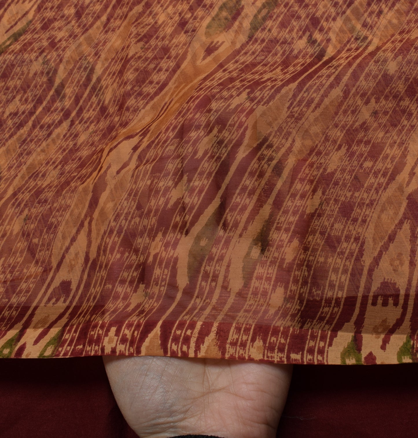 Sushila Vintage Brown Saree 100% Pure Georgette Silk Printed 5 Yard Craft Fabric