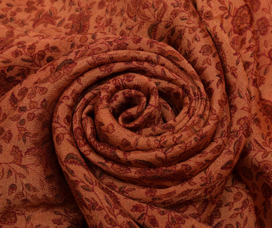 Sushila Vintage Saree 100% Pure Georgette Silk Printed Floral Craft Fabric