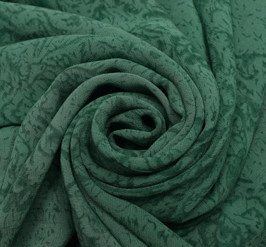 Sushila Vintage Green Saree 100% Pure Georgette Silk Printed 5 Yard Craft Fabric