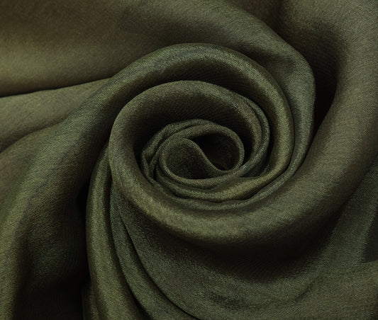 Sushila Vintage Green Saree 100% Pure Crepe Silk Printed 5 YD Soft Craft Fabric