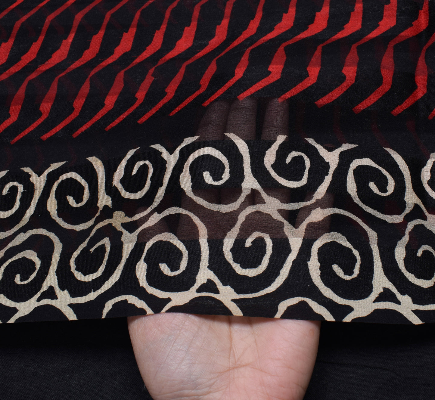 Sushila Vintage Black Saree 100% Pure Georgette Silk Printed Craft Fabric