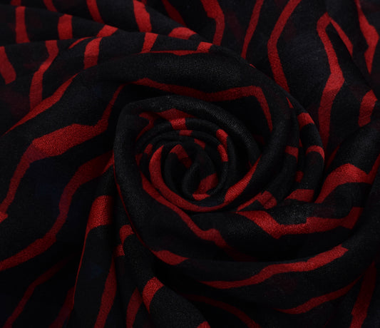 Sushila Vintage Black Saree 100% Pure Georgette Silk Printed Craft Fabric