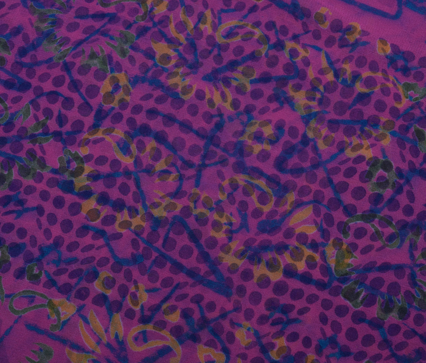 Sushila Vintage Purpl Saree 100% Pure Georgette Silk Printed Floral Craft Fabric