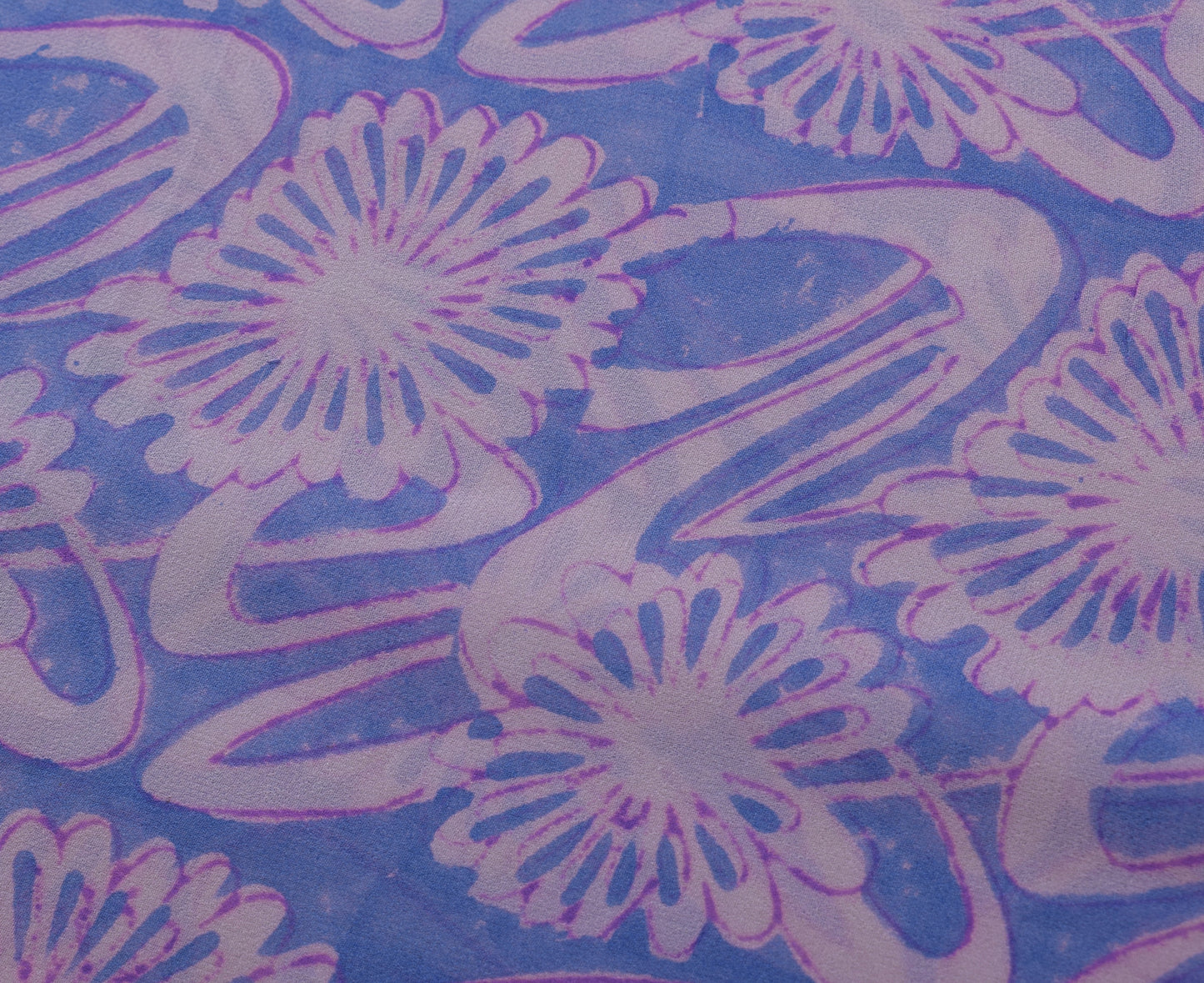 Sushila Vintage Blue Saree 100% Pure Georgette Silk Printed Floral Craft Fabric