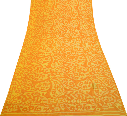 Sushila Vintage Mustard Saree 100% Pure Georgette Silk Printed Branded Fabric