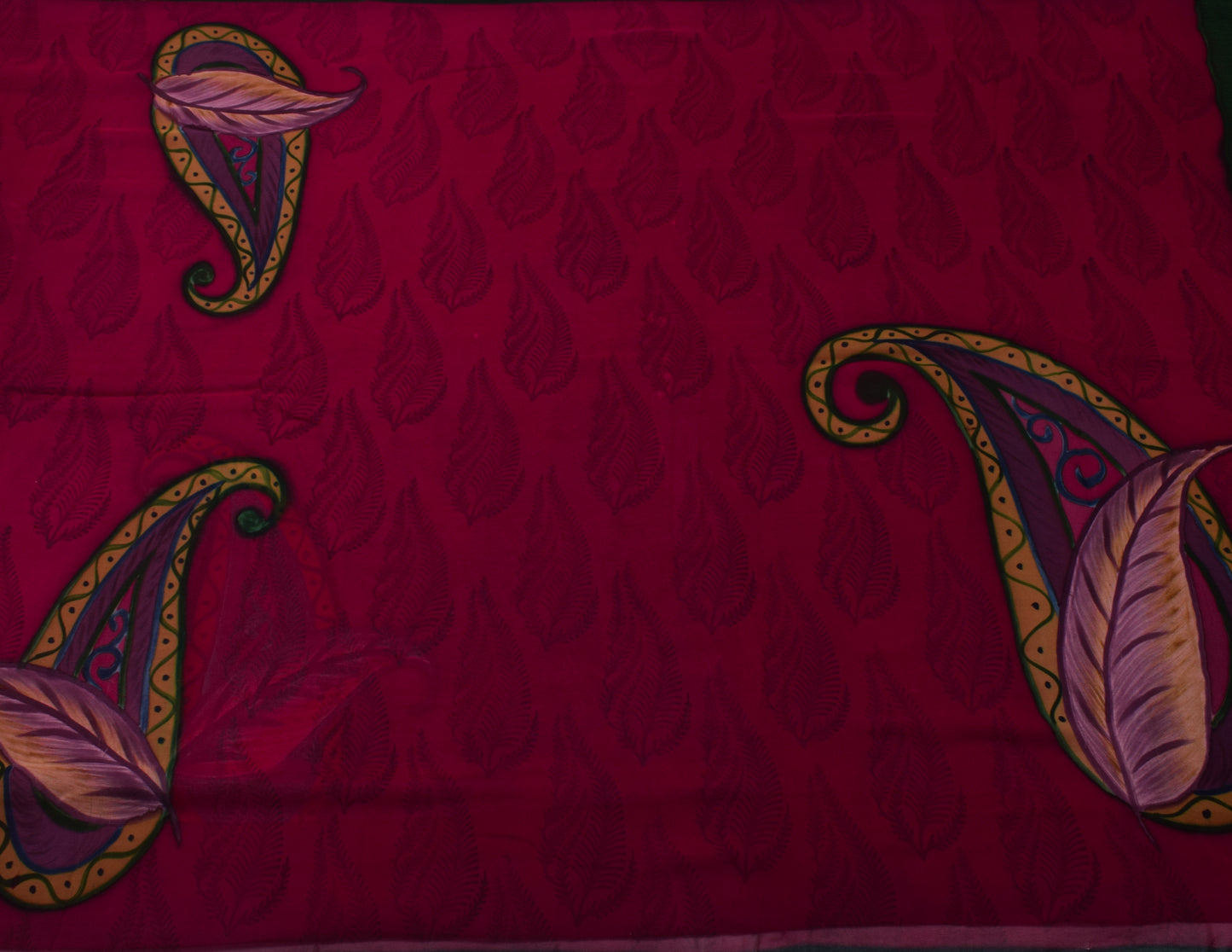 Sushila Vintage Maroon Saree 100% Pure Georgette Silk Printed Paisley Fabric