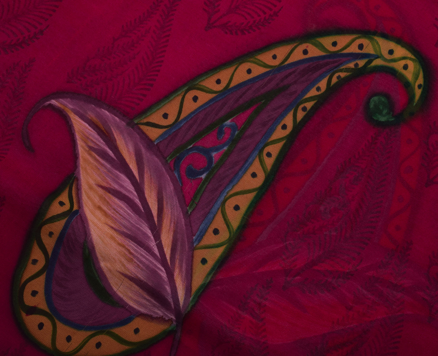 Sushila Vintage Maroon Saree 100% Pure Georgette Silk Printed Paisley Fabric